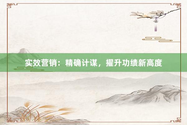 实效营销：精确计谋，擢升功绩新高度